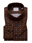 Brown With Flower & Circle Print Men's Shirt | Casual Shirts Collection | Sam's Tailoring Fine Men's Clothing