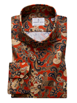 Red With Paisley Print Long Sleeve Men Shirt | Casual Shirts Collection | Sam's Tailoring Fine Men's Clothing
