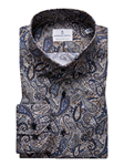 Fine Paisley Print Spread Collar Long Sleeve Shirt | Casual Shirts Collection | Sam's Tailoring Fine Men's Clothing
