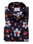 Navy Bold Flower Print Cutaway Collar Shirt | Casual Shirts Collection | Sam's Tailoring Fine Men's Clothing