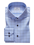 Sky Blue & Brown Check Modern Fit Shirt | Casual Shirts Collection | Sam's Tailoring Fine Men's Clothing