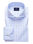 Light Blue & White Checked Fine Men's Shirt | Casual Shirts Collection | Sam's Tailoring Fine Men's Clothing