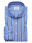 Navy, Blue & White Stripe Cutaway Collar Shirt | Casual Shirts Collection | Sam's Tailoring Fine Men's Clothing