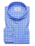 Sky Blue With Blue Check No Pocket Shirt | Casual Shirts Collection | Sam's Tailoring Fine Men's Clothing