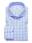 White & Sky Blue Houndstooth Modern Fit Shirt | Casual Shirts Collection | Sam's Tailoring Fine Men's Clothing