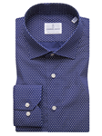 Navy Printed Two Button Cuffs Long Sleeve Shirt | Casual Shirts Collection | Sam's Tailoring Fine Men's Clothing
