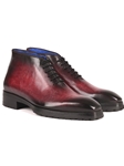 Bordeaux Burnished Rubber Sole Men's Ankle Boot | Paul Parkman Men's Boots | Sam's Tailoring Fine Men Clothing