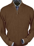 Khaki Heather Baby Alpaca Half-Zip Sweater  | Peru Unlimited Half Zip Mock | Sam's Tailoring Fine Men's Clothing