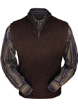 Dark Brown Heather Baby Alpaca Men's Vest | Peru Unlimited Half Zip Vests | Sam's Tailoring Fine Men's Clothing