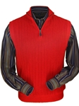 Red Classic Fit Baby Alpaca Fine Men's Vest | Peru Unlimited Half Zip Vests | Sam's Tailoring Fine Men's Clothing