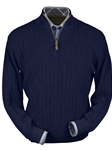 Navy Heater Baby Alpaca Hal-Zip Men Sweater | Peru Unlimited Half Zip Sweaters | Sam's Tailoring Fine Men's Clothing