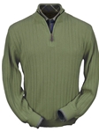 Light Sage Baby Alpaca Hal-Zip Men Sweater | Peru Unlimited Half Zip Sweaters | Sam's Tailoring Fine Men's Clothing