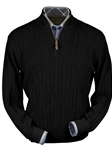 Black Baby Alpaca Hal-Zip Fine Men's Sweater | Peru Unlimited Half Zip Sweaters | Sam's Tailoring Fine Men's Clothing