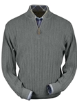 Sky Grey Heater Baby Alpaca Hal-Zip Sweater | Peru Unlimited Half Zip Sweaters | Sam's Tailoring Fine Men's Clothing