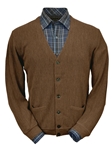 Khaki Heather Baby Alpaca Link Stitch Cardigan | Peru Unlimited Cardigans | Sam's Tailoring Fine Men's Clothing