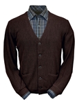 Dark Brown Baby Alpaca Link Stitch Cardigan  | Peru Unlimited Cardigans | Sam's Tailoring Fine Men's Clothing