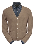 Taupe Heather Baby Alpaca Link Stitch Cardigan | Peru Unlimited Cardigans | Sam's Tailoring Fine Men's Clothing