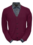 Raspberry Baby Alpaca Relax Fit Men Cardigan | Peru Unlimited Cardigans | Sam's Tailoring Fine Men's Clothing