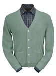 Soft Green Heather Baby Alpaca Relax Fit Cardigan | Peru Unlimited Cardigans | Sam's Tailoring Fine Men's Clothing