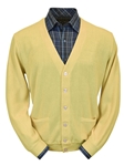 Yellow Baby Alpaca Relax Fit Men's Cardigan | Peru Unlimited Cardigans | Sam's Tailoring Fine Men's Clothing