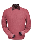 Red Coral Heather Baby Alpaca Crew Neck Sweater | Peru Unlimited Crew Neck Sweaters | Sam's Tailoring Fine Men's Clothing