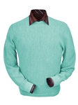 Aqua Heather Baby Alpaca Crew Neck Sweater | Peru Unlimited Crew Neck Sweaters | Sam's Tailoring Fine Men's Clothing