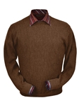 Khaki Heather Baby Alpaca Crew Neck Sweater | Peru Unlimited Crew Neck Sweaters | Sam's Tailoring Fine Men's Clothing