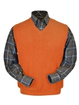 Orange Baby Alpaca Fine Men's V-Neck Vest | Peru Unlimited V-Neck Vests | Sam's Tailoring Fine Men's Clothing
