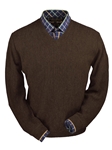Chocolate Heather Baby Alpaca V-Neck Sweate | Peru Unlimited V-Neck Sweaters | Sam's Tailoring Fine Men's Clothing r