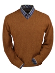 Brick Heather Baby Alpaca Men's V-Neck Sweater | Peru Unlimited V-Neck Sweaters | Sam's Tailoring Fine Men's Clothing