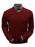 Medium Burgundy Baby Alpaca V-Neck Sweater | Peru Unlimited V-Neck Sweaters | Sam's Tailoring Fine Men's Clothing