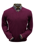 Raspberry Baby Alpaca Men's V-Neck Sweater | Peru Unlimited V-Neck Sweaters | Sam's Tailoring Fine Men's Clothing