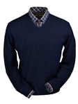 Navy Heather Baby Alpaca Men's V-Neck Sweater | Peru Unlimited V-Neck Sweaters | Sam's Tailoring Fine Men's Clothing