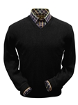 Black Baby Alpaca Fine Men's V-Neck Sweater | Peru Unlimited V-Neck Sweaters | Sam's Tailoring Fine Men's Clothing
