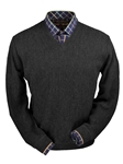 Charcoal Heather Baby Alpaca V-Neck Sweater | Peru Unlimited V-Neck Sweaters | Sam's Tailoring Fine Men's Clothing