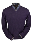 Plum Heather Baby Alpaca V-Neck Sweater | Peru Unlimited V-Neck Sweaters | Sam's Tailoring Fine Men's Clothing