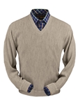 Sand Heather Baby Alpaca V-Neck Sweater | Peru Unlimited V-Neck Sweaters | Sam's Tailoring Fine Men's Clothing