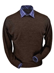 Chocolate Heather Royal Alpaca Crew Neck Sweater | Peru Unlimited Crewneck Sweaters | Sam's Tailoring Fine Men's Clothing
