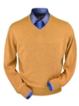 Melon Heather Royal Alpaca V-Neck Sweater | Peru Unlimited V-Neck Sweaters | Sam's Tailoring Fine Men's Clothing