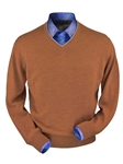 Brick Heather Royal Alpaca V-Neck Sweater | Peru Unlimited V-Neck Sweaters | Sam's Tailoring Fine Men's Clothing