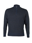 Midnight & Charcoal Heather Royal Alpaca Sweater | Peru Unlimited Half-Zip Mock | Sam's Tailoring Fine Men's Clothing