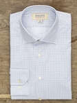 Navy Graph Check Carmel Fit Dress Shirt | Hagen Dress Shirts | Sam's Tailoring Fine Men's Clothing