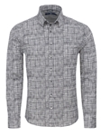 Grey Distressed Print Long Sleeve Shirt | Stone Rose Shirts Collection | Sams Tailoring Fine Men Clothing