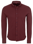 Burgundy Performance Knit Long Sleeve Shirt | Stone Rose Shirts Collection | Sams Tailoring Fine Men Clothing