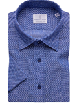 Navy Blue Printed Classic Short Sleeve Shirt | Emanuel Berg Short Sleeve Shirts | Sam's Tailoring Fine Men's Shirts