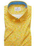 Yellow Printed Byron Slim Short Sleeve Shirt | Emanuel Berg Short Sleeve Shirts | Sam's Tailoring Fine Men's Shirts