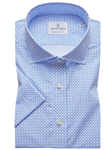 Sky Blue On White Background Byron Slim Shirt | Emanuel Berg Short Sleeve Shirts | Sam's Tailoring Fine Men's Shirts