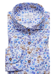 Multi-Colored Printed On White Harvard Shirt | Emanuel Berg Shirts Collection | Sam's Tailoring Fine Men's Clothing