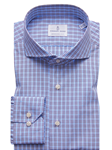 Brown, Sky & White Plaid Men's Harvard Shirt | Emanuel Berg Shirts Collection | Sam's Tailoring Fine Men's Clothing