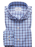 Navy, Sky & White Plaid Harvard Men's Shirt | Emanuel Berg Shirts Collection | Sam's Tailoring Fine Men's Clothing